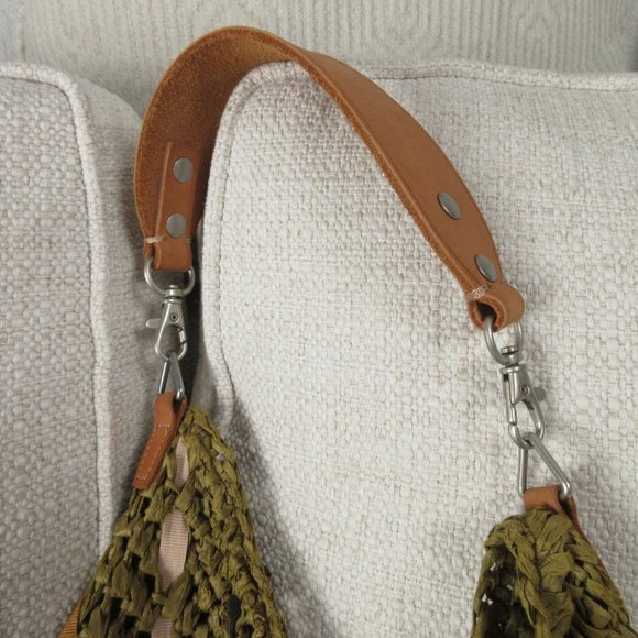 J. Crew Rafia and Ribbon Straw Shoulder Bag Size OS Woven Slouch - Picture 5 of 14